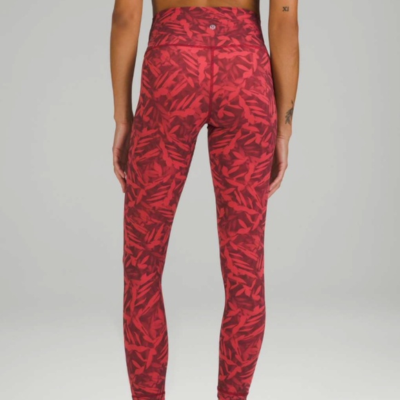Lululemon Wunder Under High-Rise Tight 25" *Luxtreme Spray Leaf Fireside Red 8 - Picture 3 of 10